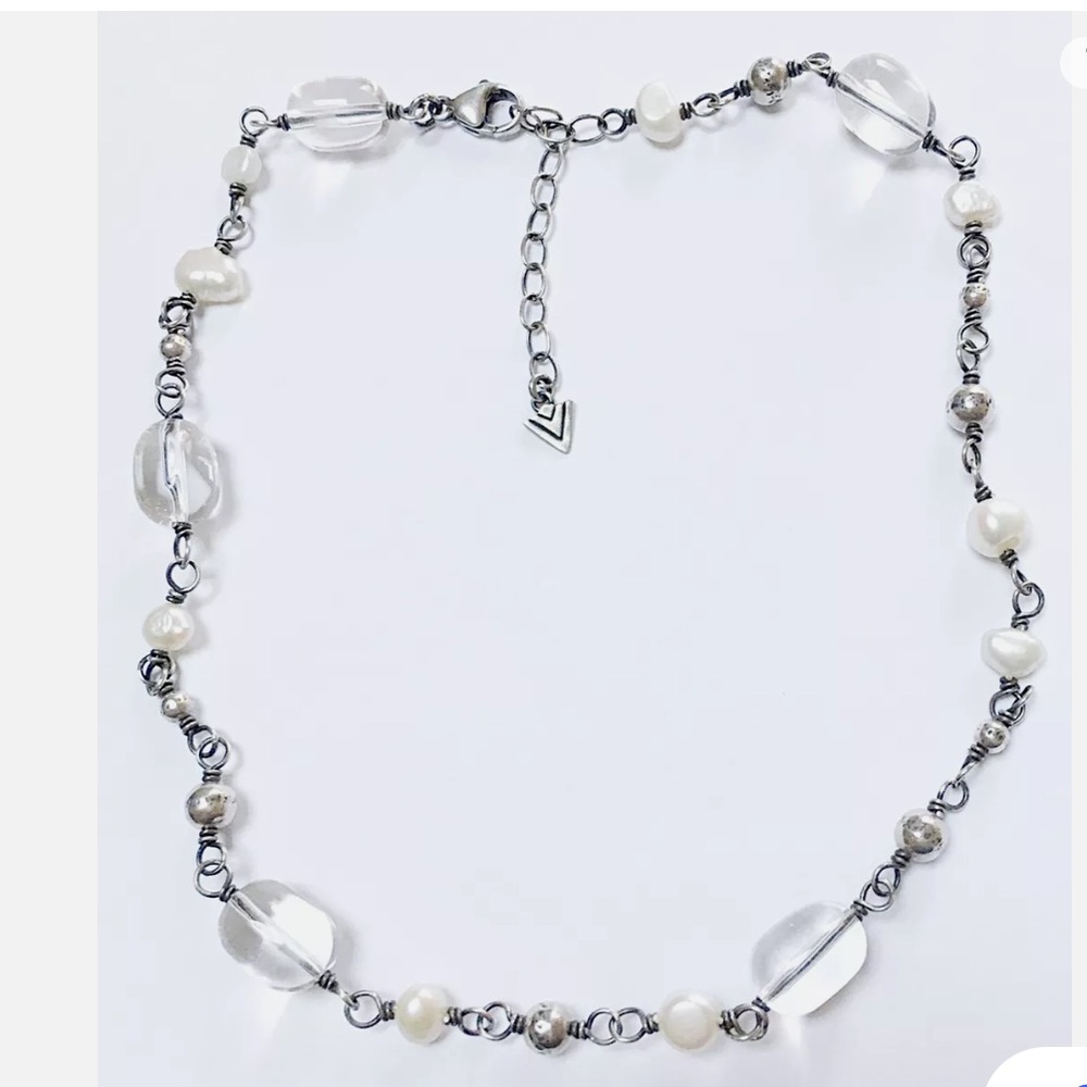 Silpada Vintage Glass Beaded White Pearl Sterling Silver Necklace N1602 Retired
